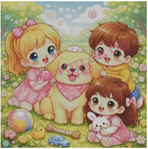 Douce enfance et chiot doré