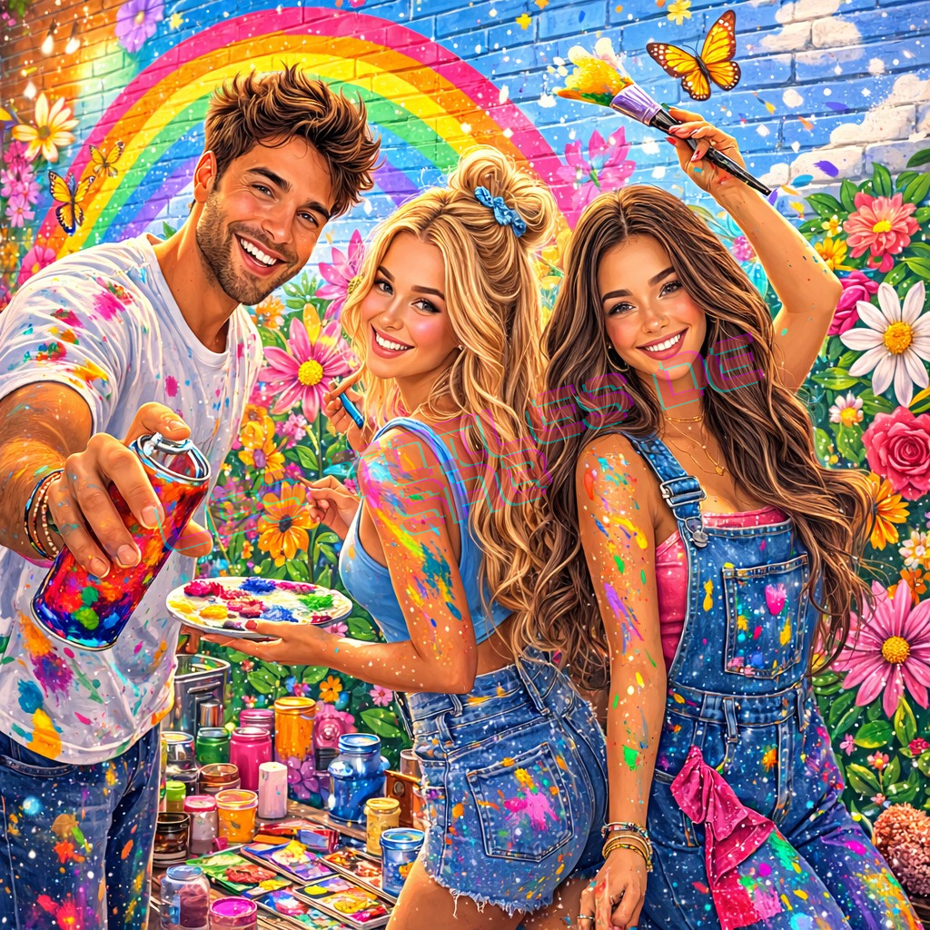 Mur de couleurs entre amis