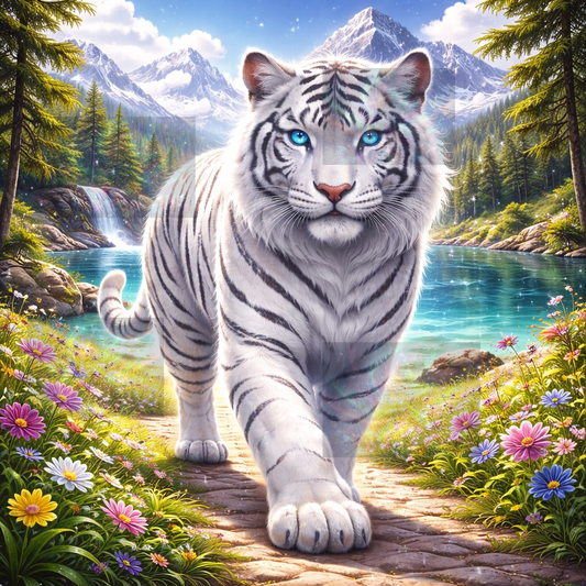Tigre Blanc aux Yeux de Glace